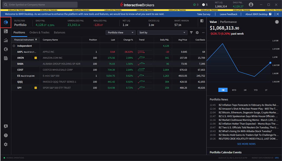 The IBKR Desktop portfolio