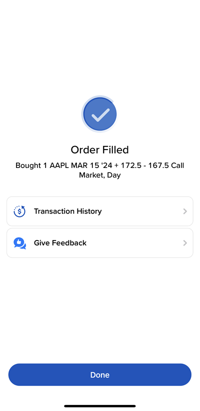 The GlobalTrader order filled 
