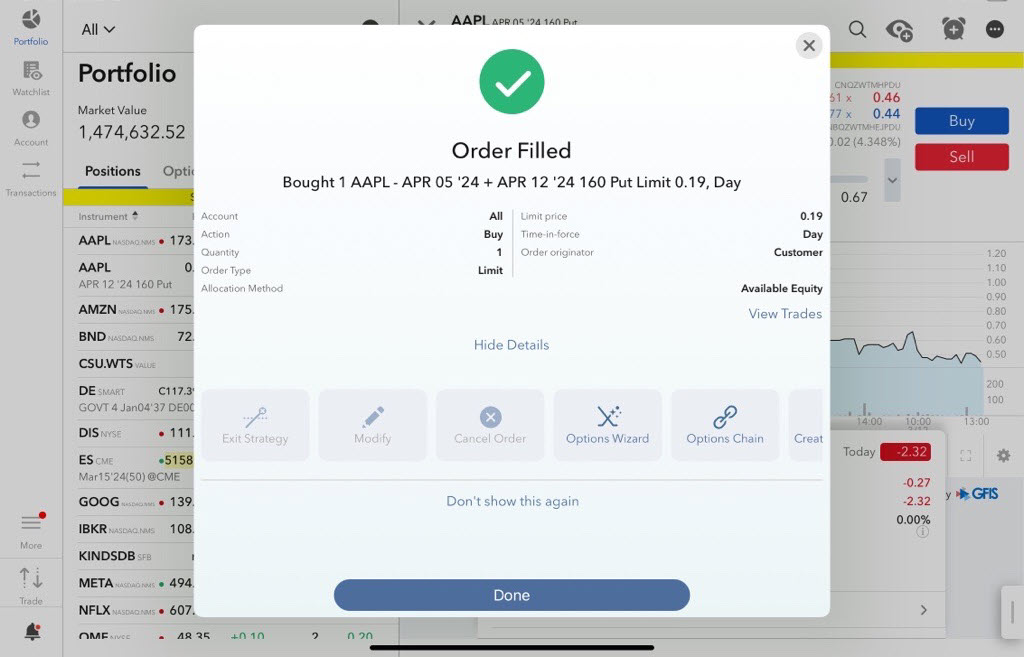 The ipad order confirmation page. 