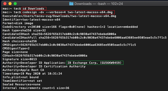 The mac view certificate window. 