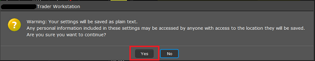 The save decrypted settings as confirmation popup. 