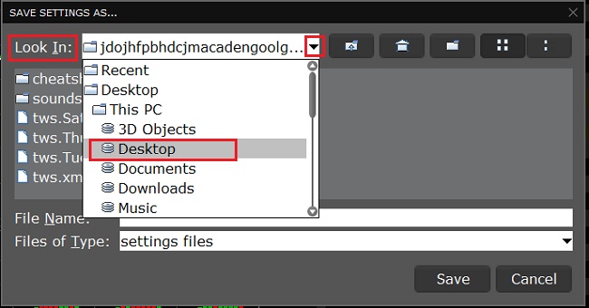 The save decrypted settings destination