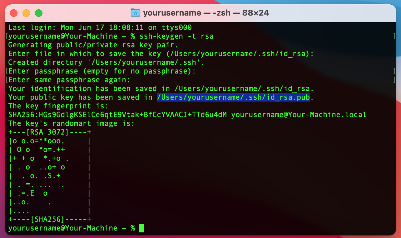 The RSA Key Pair highlight path