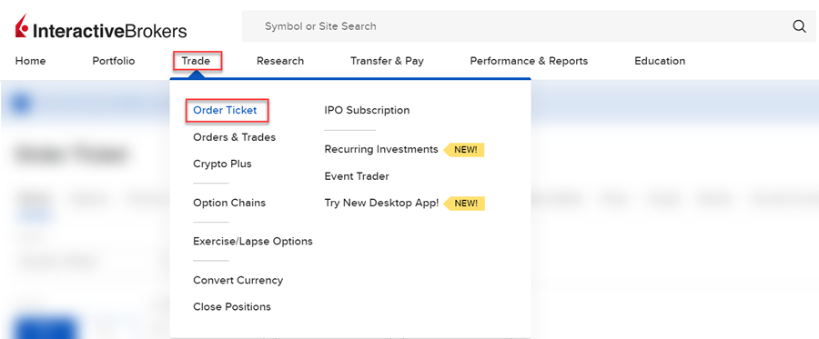 The portal trade tab. 