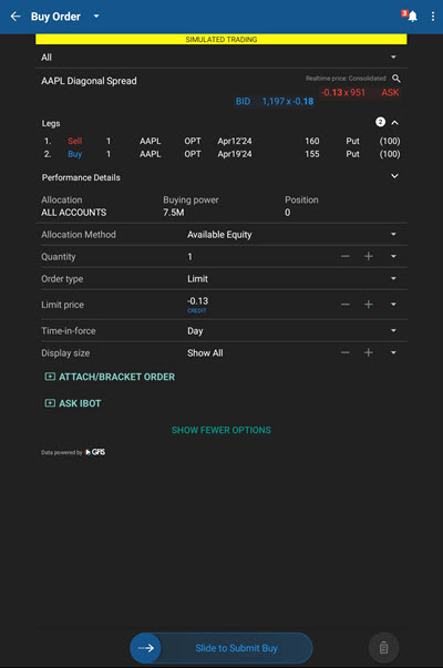 The tablet order preview. 