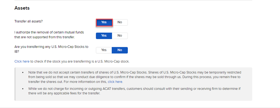 The ACATS transaction information window