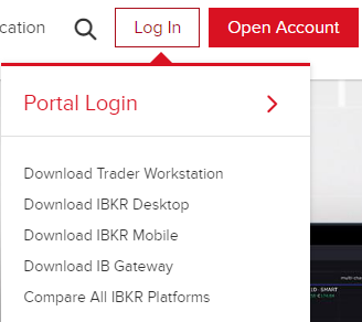 The login button on the IBKR website. 
