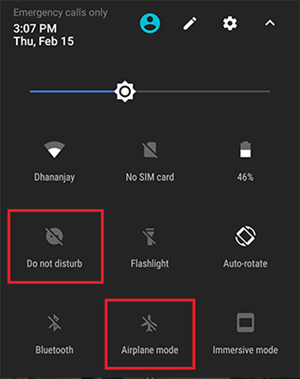 The android do not disturb & airplane mode