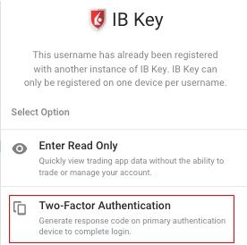 The android ibkr mobile two-factor authentication panel. 