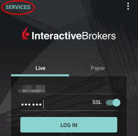 The android ibkr mobile services tab. 