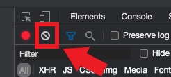 The chrome developer tools preserve log clear button