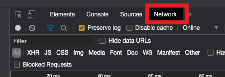 The chrome developer tools network tab