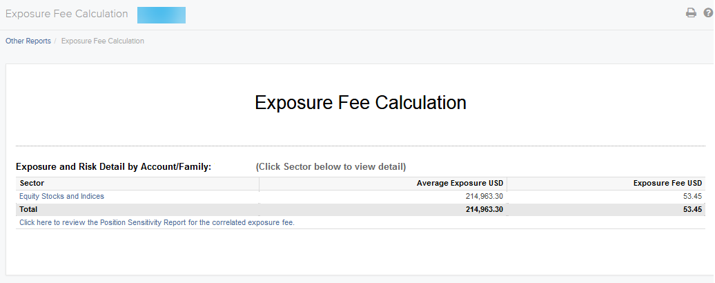 The exposure fee calculation report