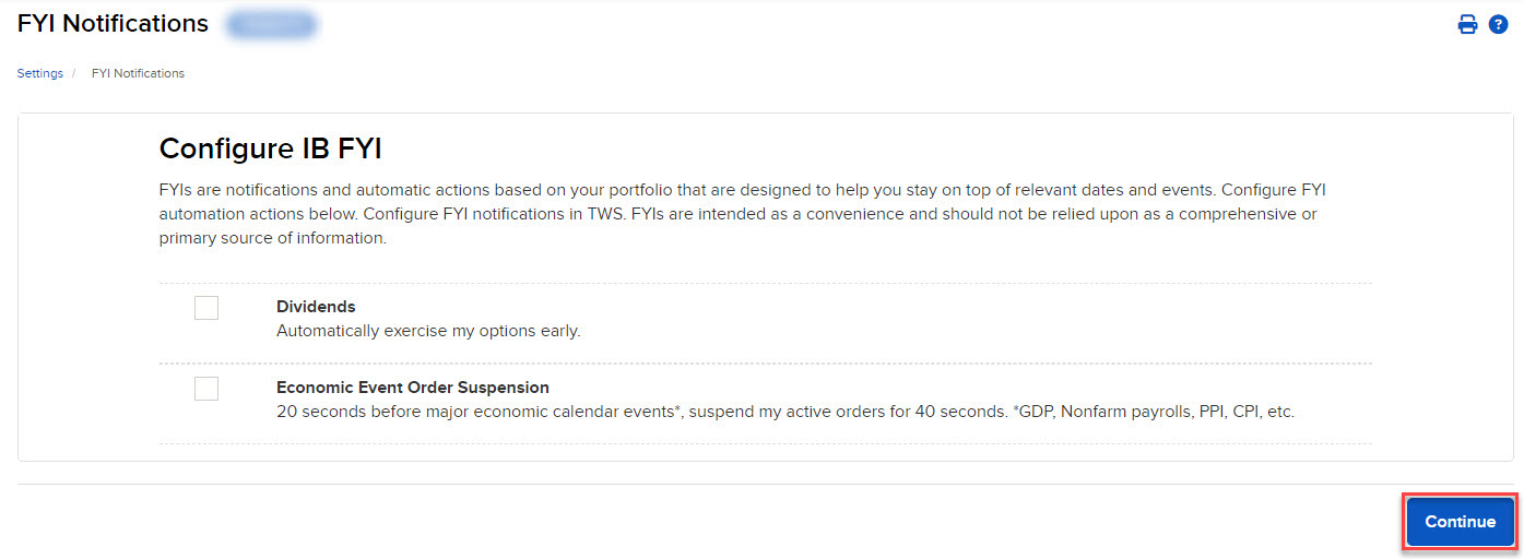 The configure IB FYI panel in org. portal. 