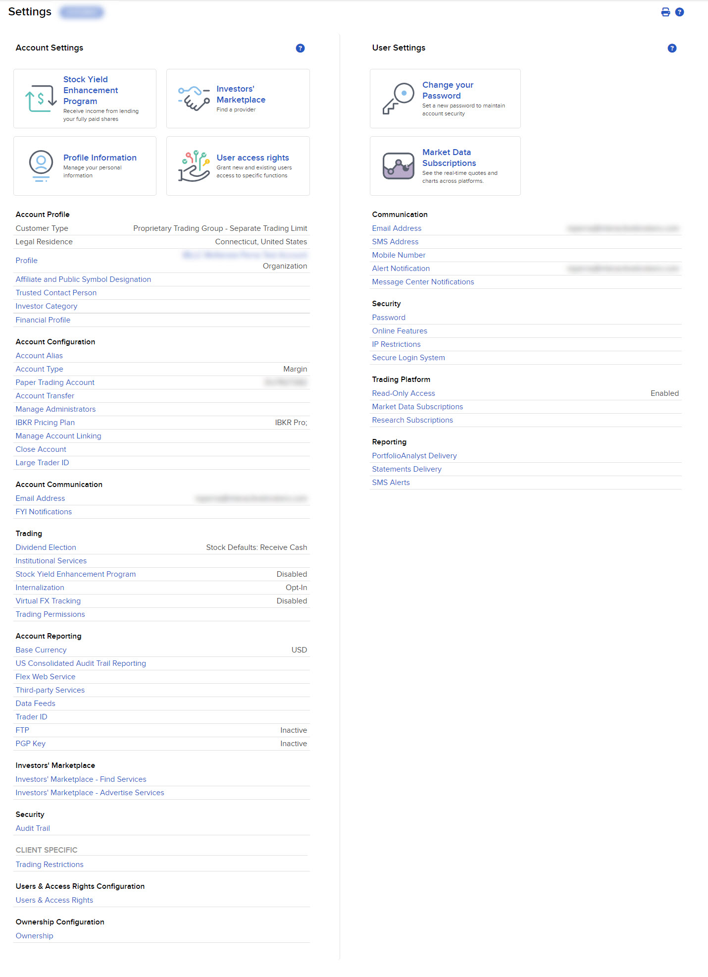 The org. portal settings page. 