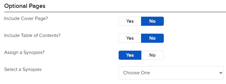 Image of the PortfolioAnalyst optional pages panel 