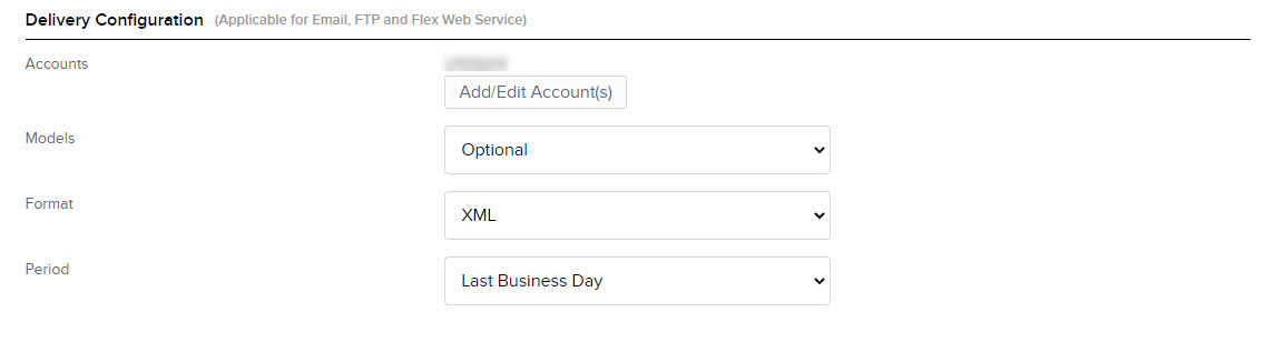 The activity flex query delivery configuration panel in portal. 