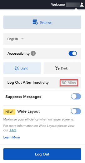 The log out after inactivity button in Portal. 