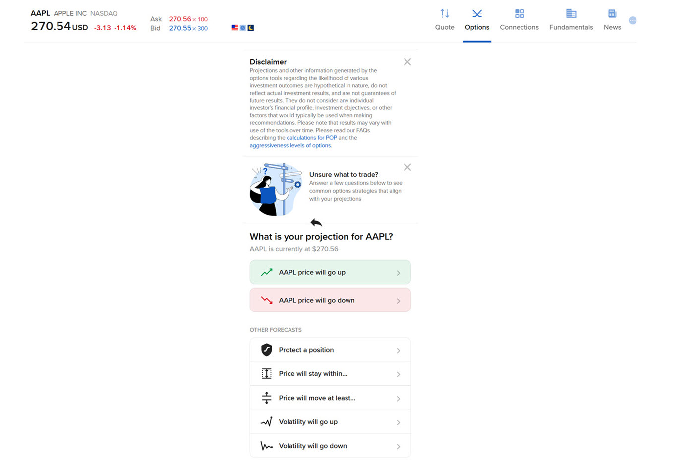 The option wizard slect forecast in portal. 