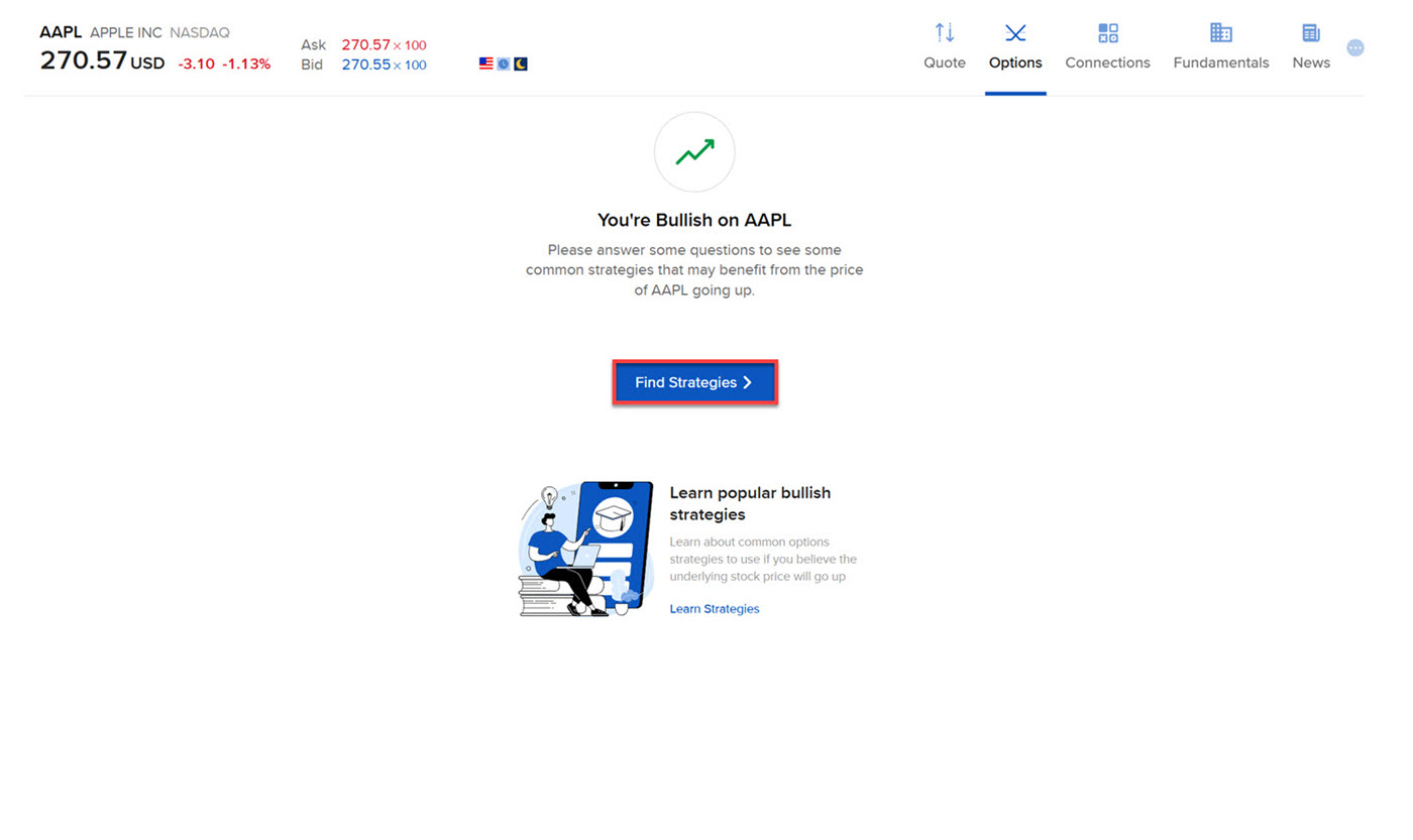 The option wizard find strategies in portal. 
