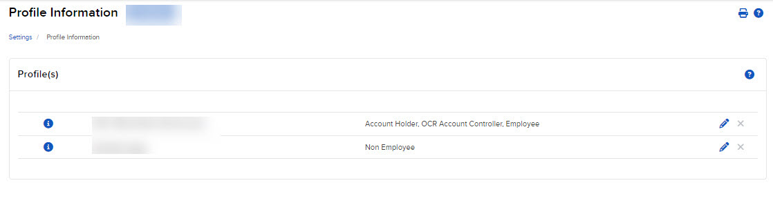The profile information profiles panel in client portal. 