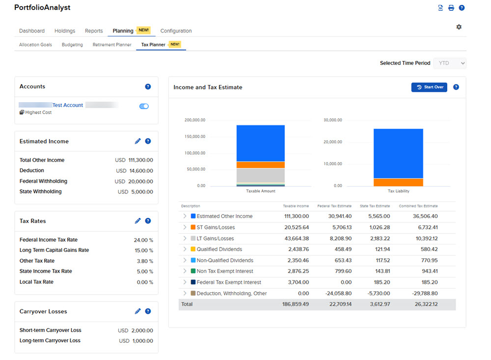 Tax Planner Completed in Portal