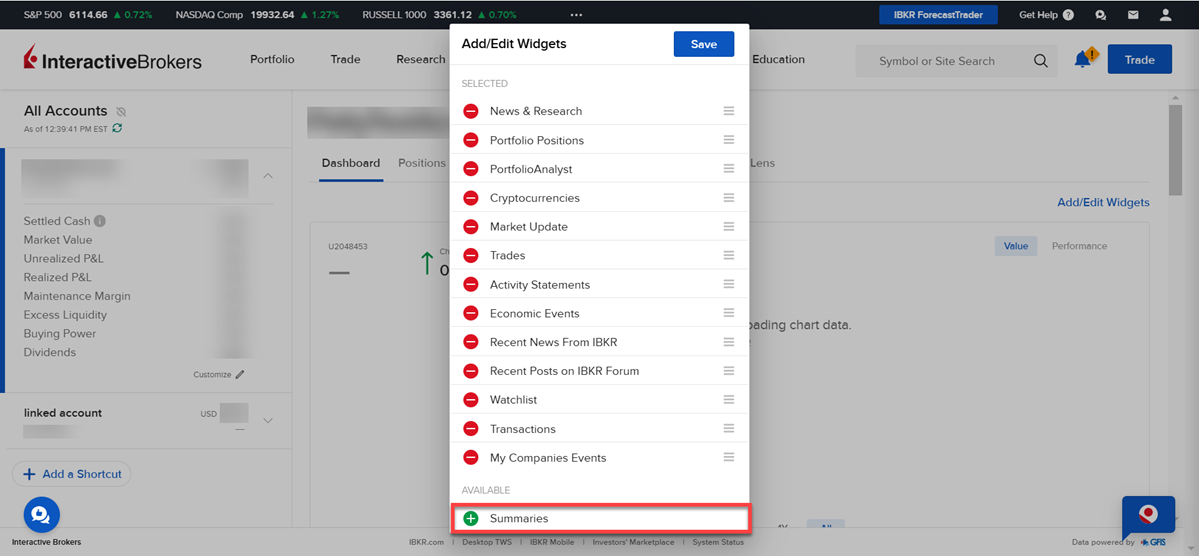 The Gen AI summaries widget