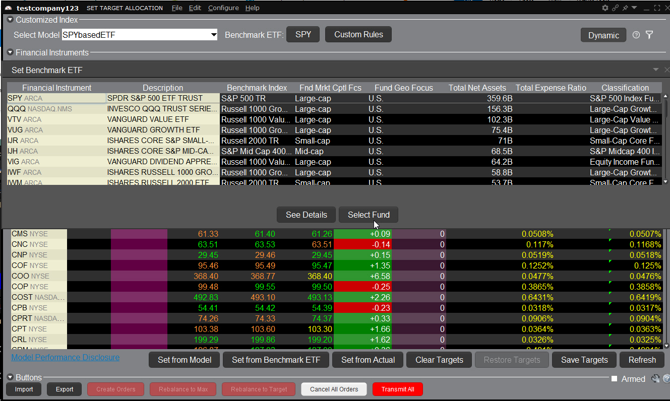 The Create Customized Index model tool