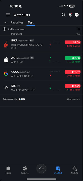 Simplified Watchlist View 1 in iOS