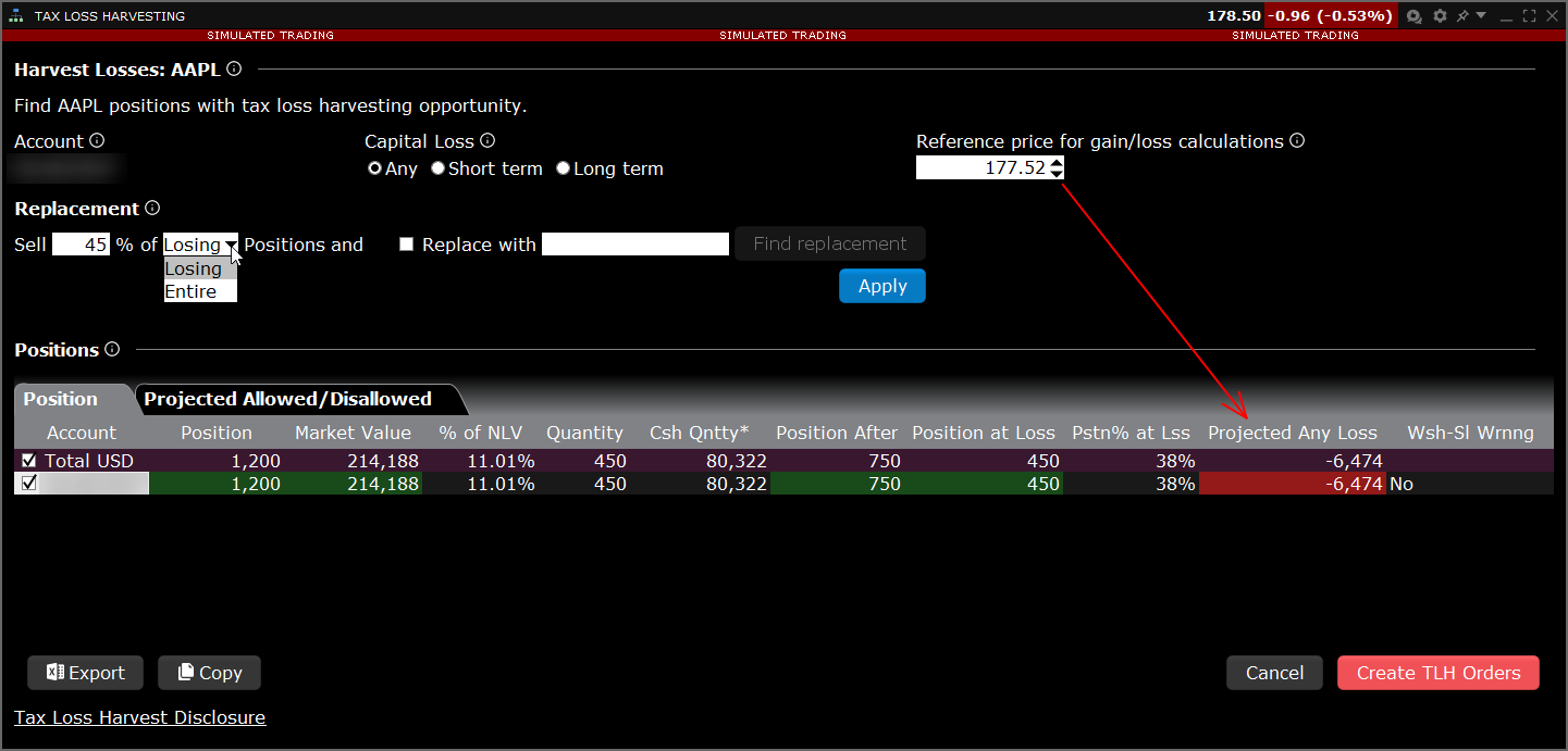 The tax loss harvesting tool. 