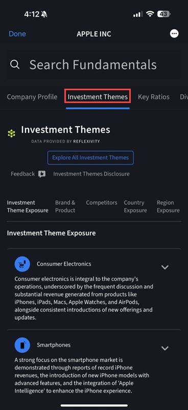 Themes Tab in iOS