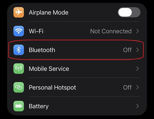 Select Bluetooth for iOS for Passkey
