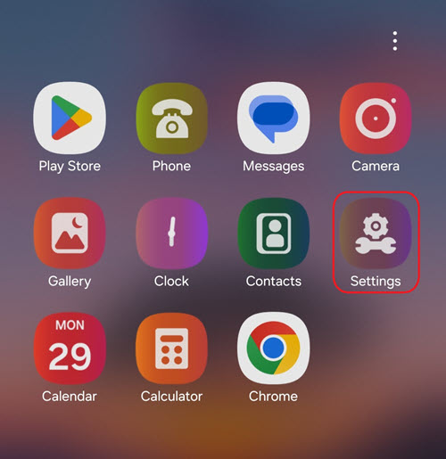 Select Settings on Android for Passkey