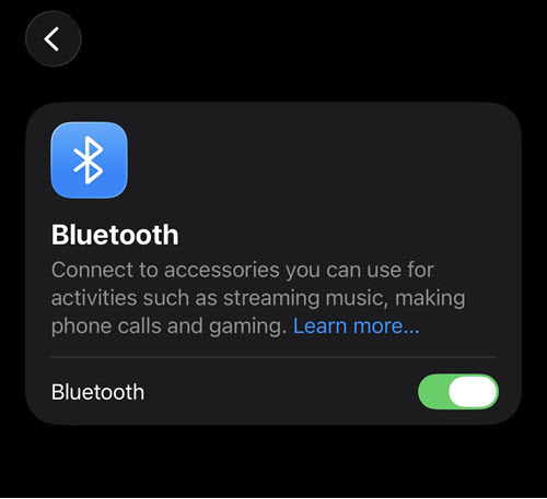 Toggle Bluetooth On for Passkey in iOS