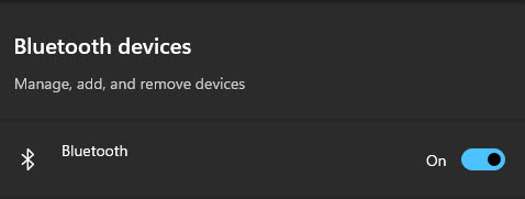 Bluetooth Toggle on in WindowsOS for Passkey