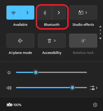 Select Bluetooth Button for WindowsOS for Passkey