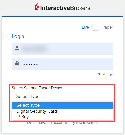 The select second factor device on the portal login page