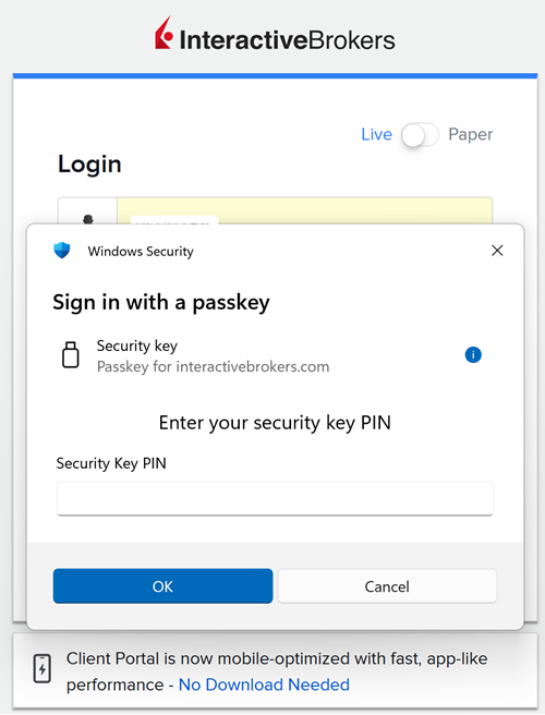 Enter Passkey Security Pin in Portal