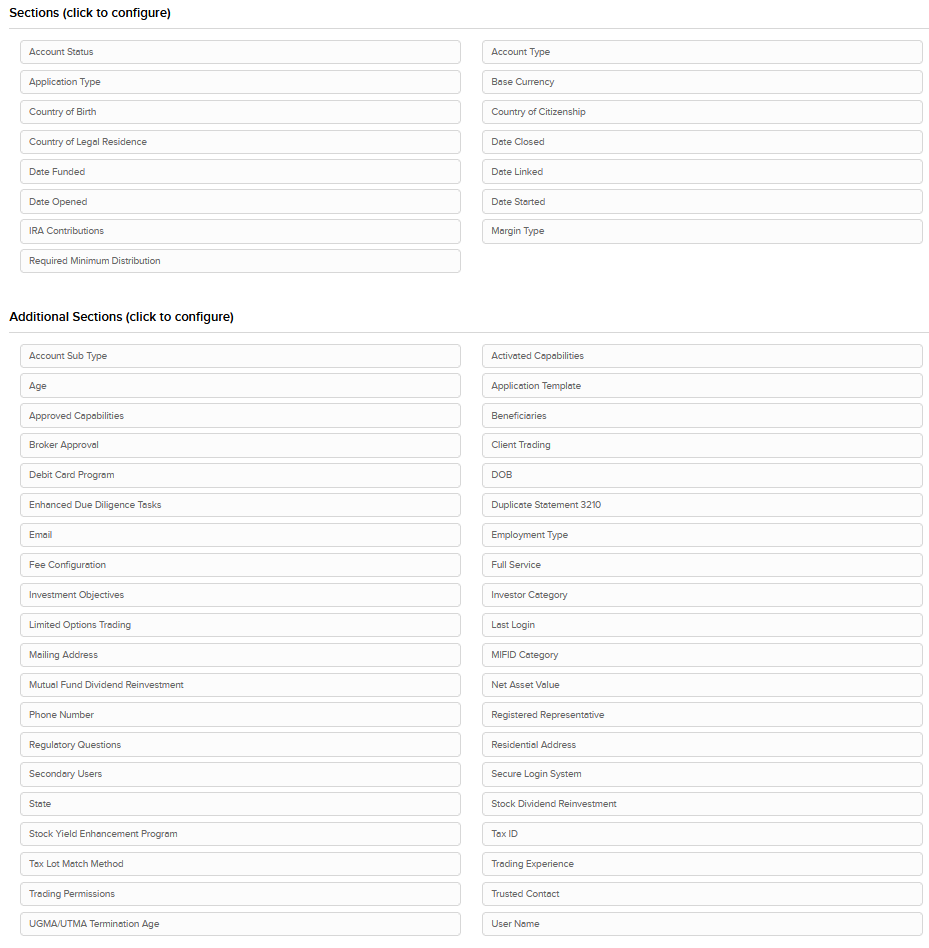 Image of the activity flex query templates in Portal. 