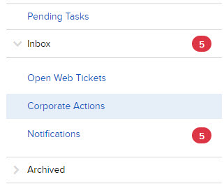 Image of the message center inbox. 