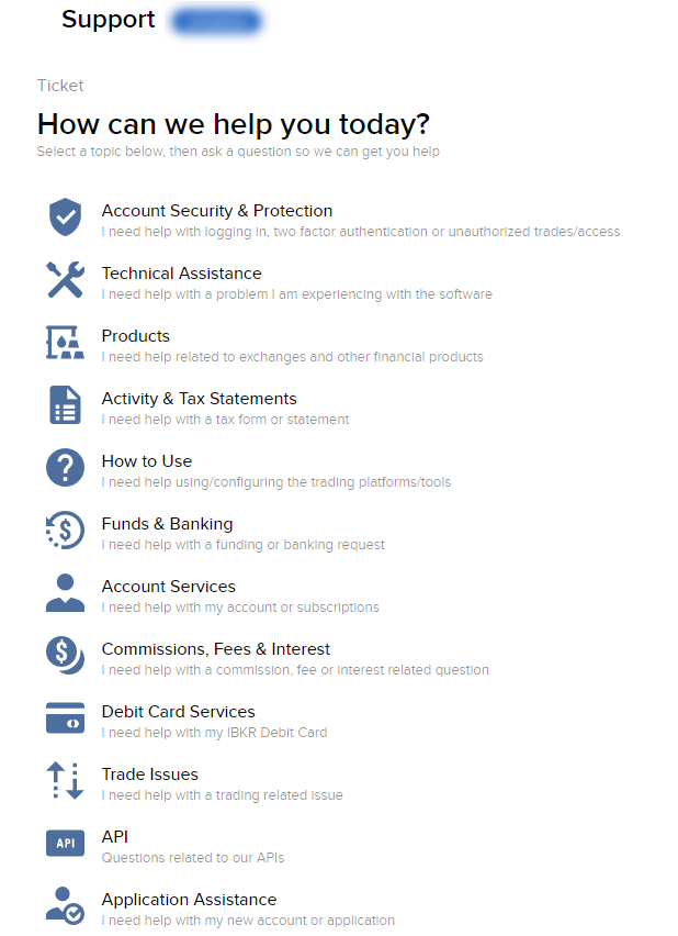 Image of the ticket options available in Portal. 
