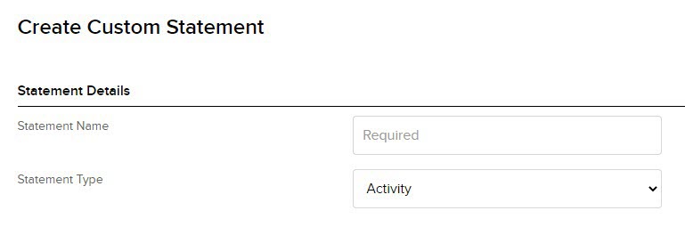 Image of the create a custom statement panel in Portal. 
