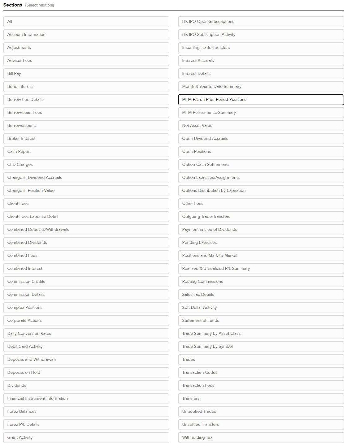 Image of the custom statement options in Portal. 