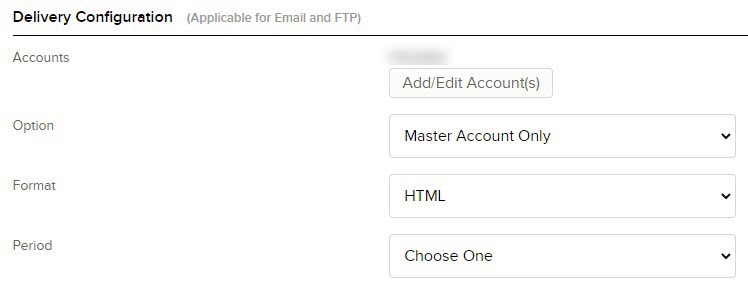 Image of the custom statement section delivery panel in Portal. 