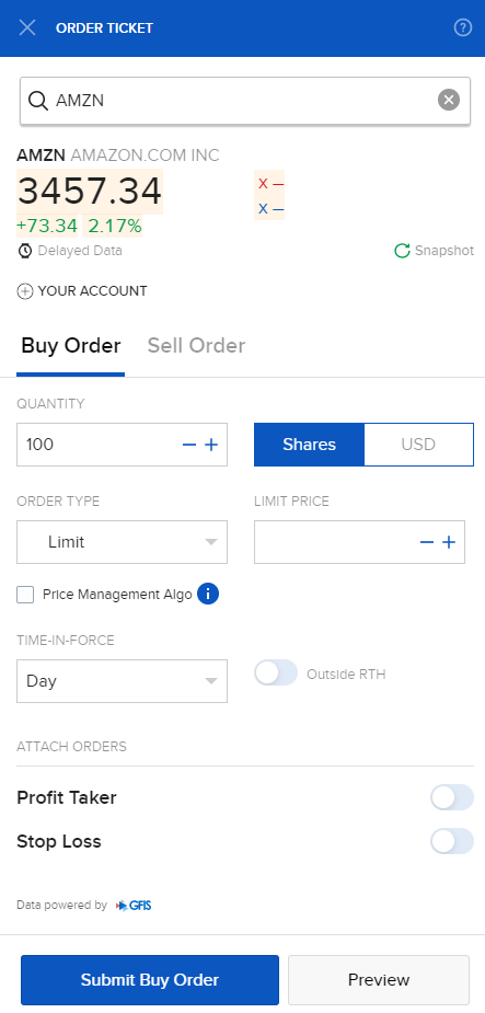 Image of the order ticket in Portal. 