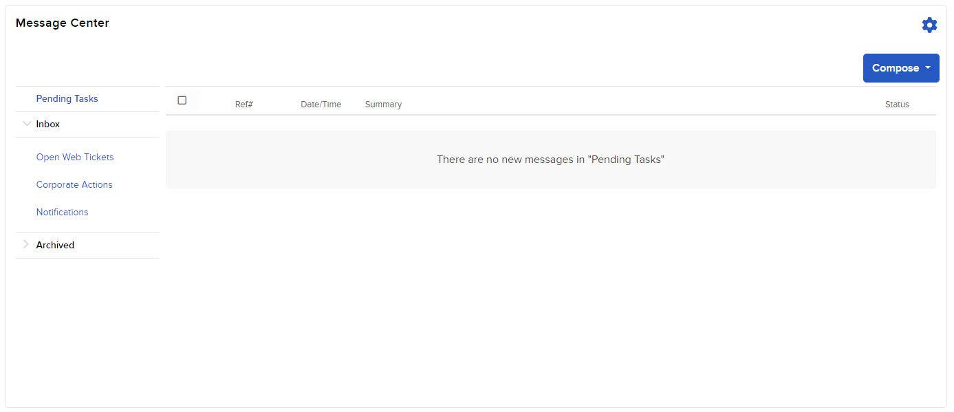 Image of the message center in Portal. 