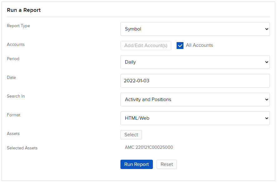 Image of report on symbol add/edit account in Portal. 