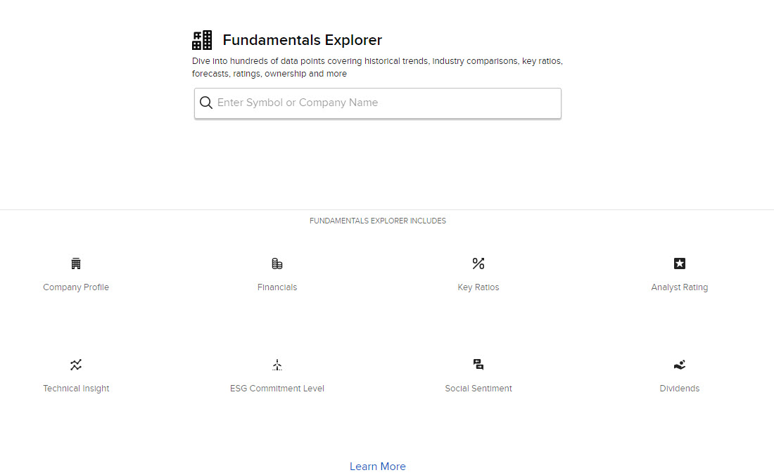 Image of the fundamentals explorer in Portal. 