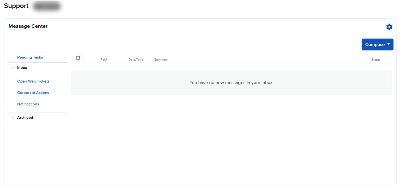 Image of the message center in Portal. 
