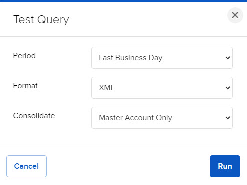 Image of the run a flex query panel in Portal. 